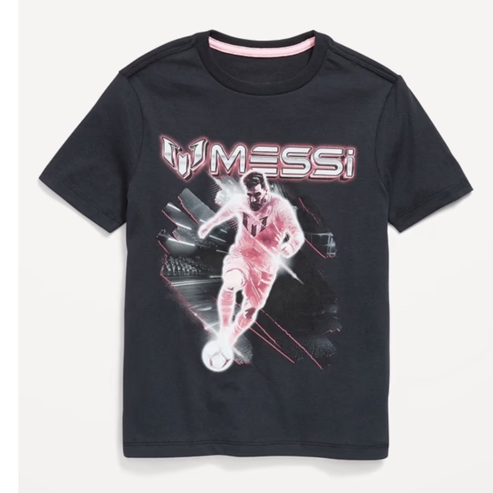 Old Navy Messi Collection Boys Black Graphic T-Shirt Soccer Lionel Messi XS 5